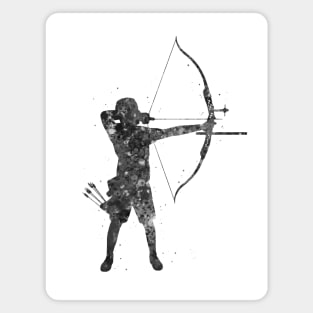 Archery man black and white Magnet